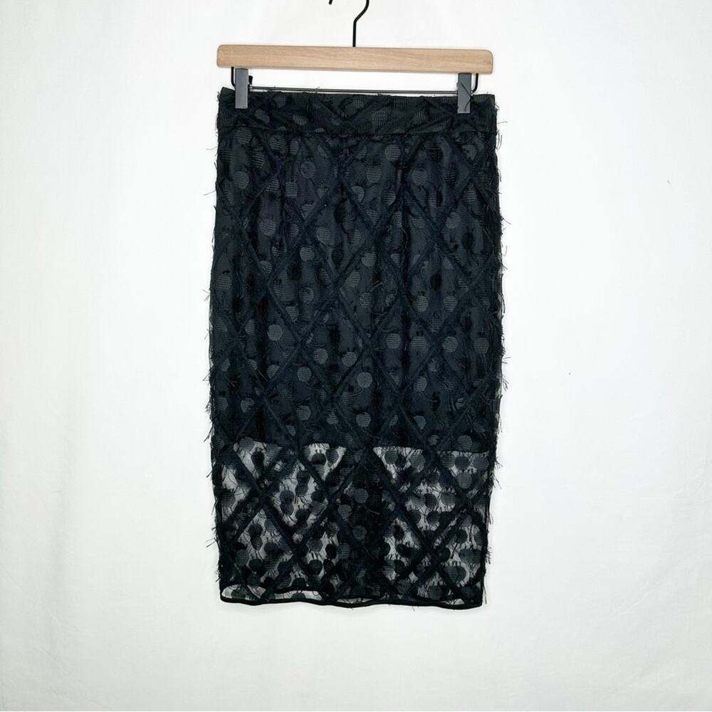 MILLY Black Lace Midi Pencil Skirt NWT in Size 4